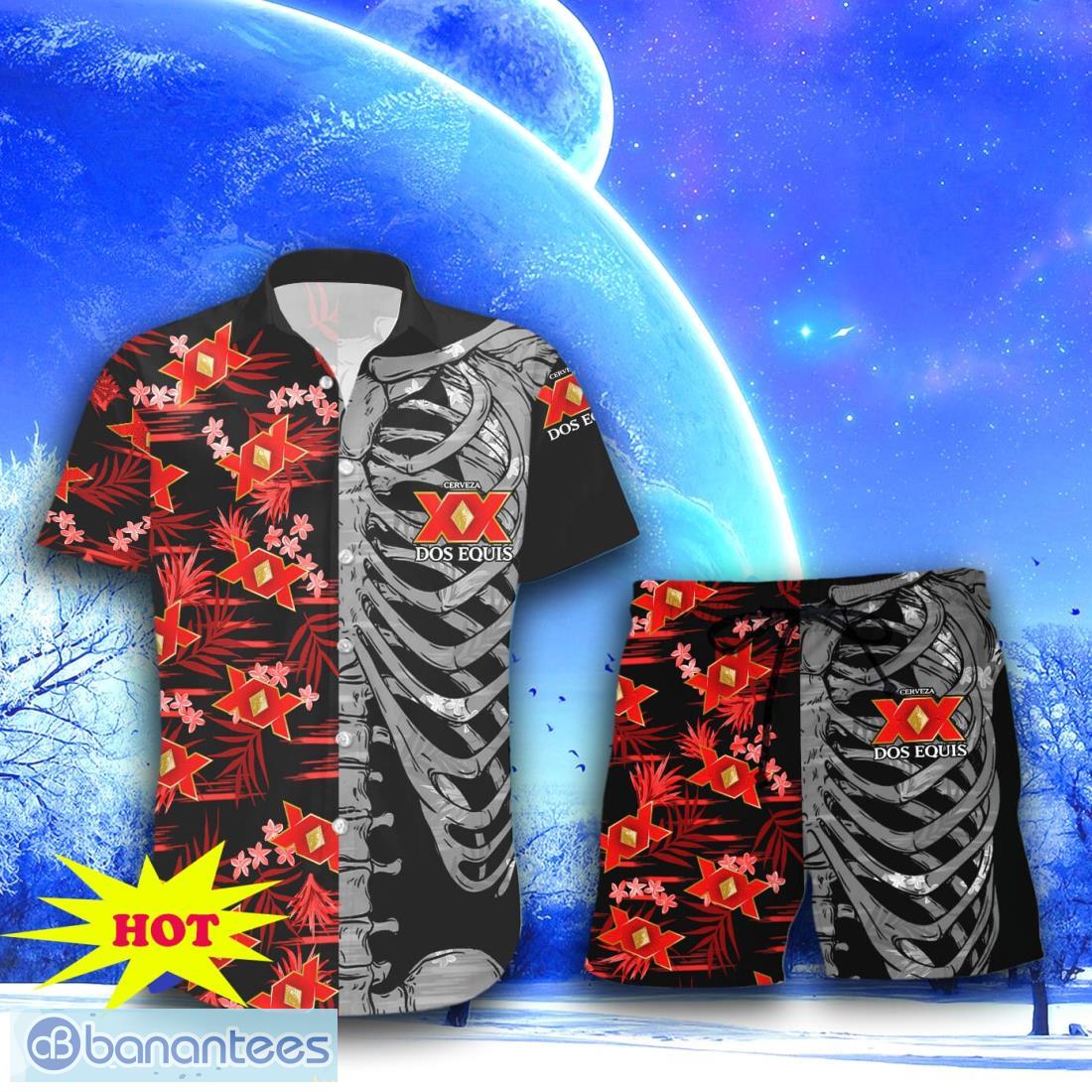 dos equis button skeleton hawaiian shirt short for men women 1 image Dos Equis Button Skeleton Hawaiian Shirt & Short For Men Women Product Photo 2