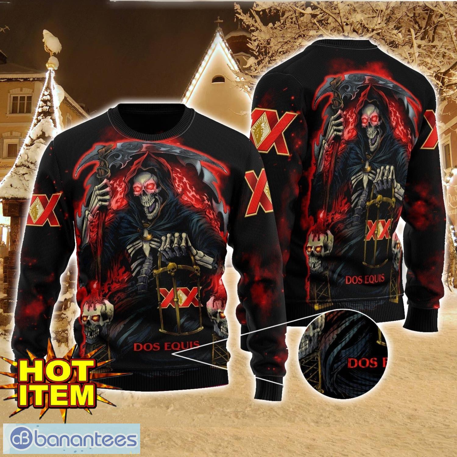dos equis death halloween all over print sweater halloween gift for men and women image Dos Equis Death Halloween All Over Print Sweater Halloween Gift For men And Women Product Photo 1