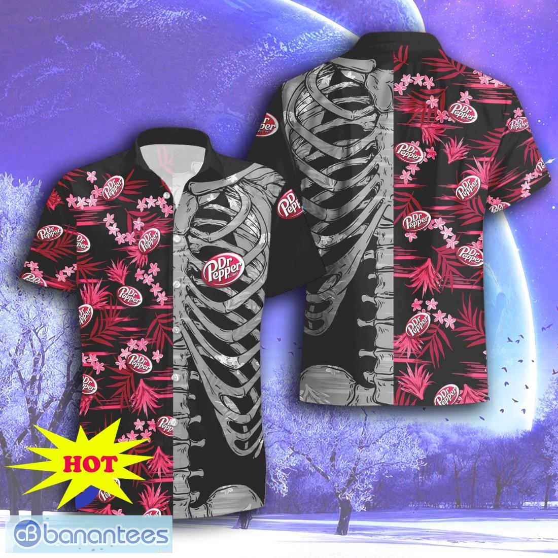 dr pepper button skeleton hawaiian shirt short for men women image Dr Pepper Button Skeleton Hawaiian Shirt & Short For Men Women Product Photo 1