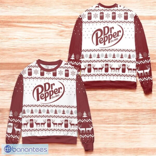 Dr Pepper Soda Logo Snowflakes Pattern Ugly Christmas Sweater Product Photo 1