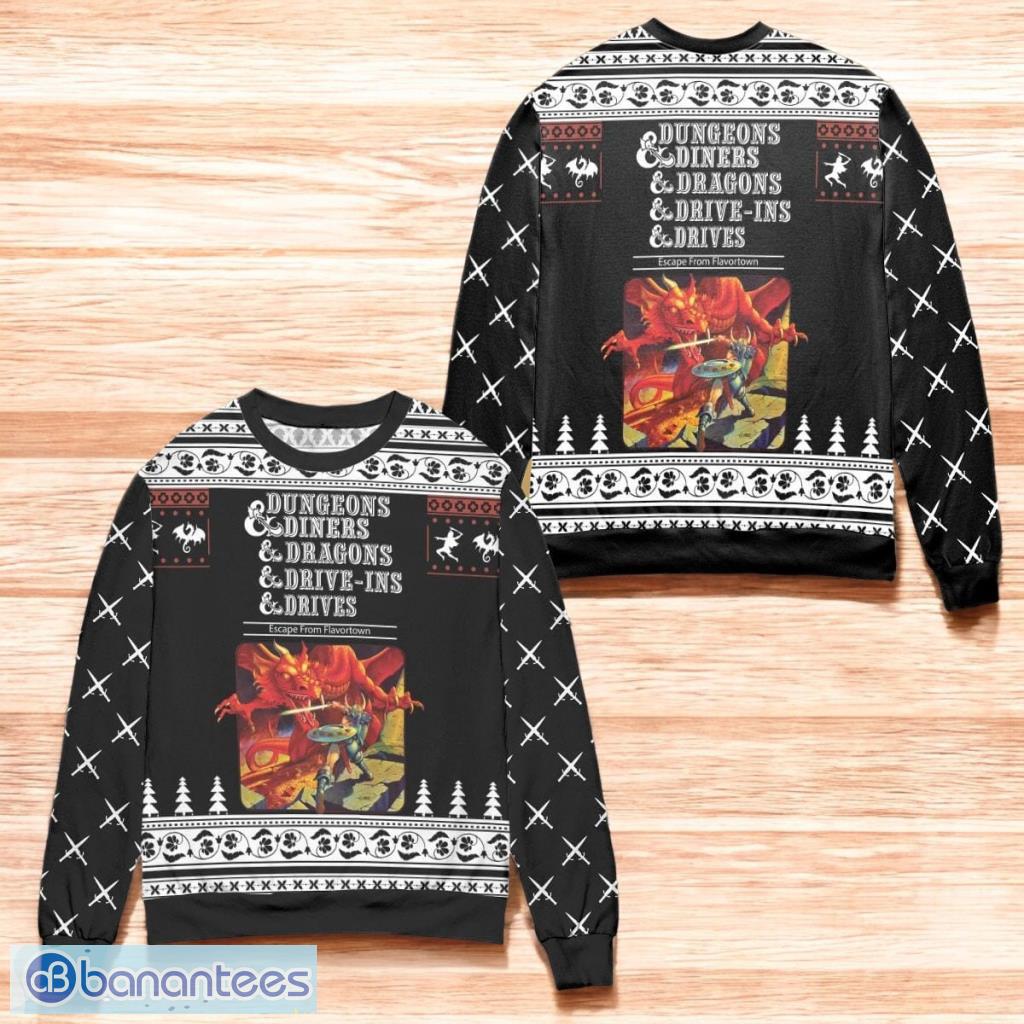 dungeons amp diners amp dragons amp drive ins amp drives ugly christmas sweater image Dungeons & Diners & Dragons & Drive-Ins & Drives Ugly Christmas Sweater Product Photo 1