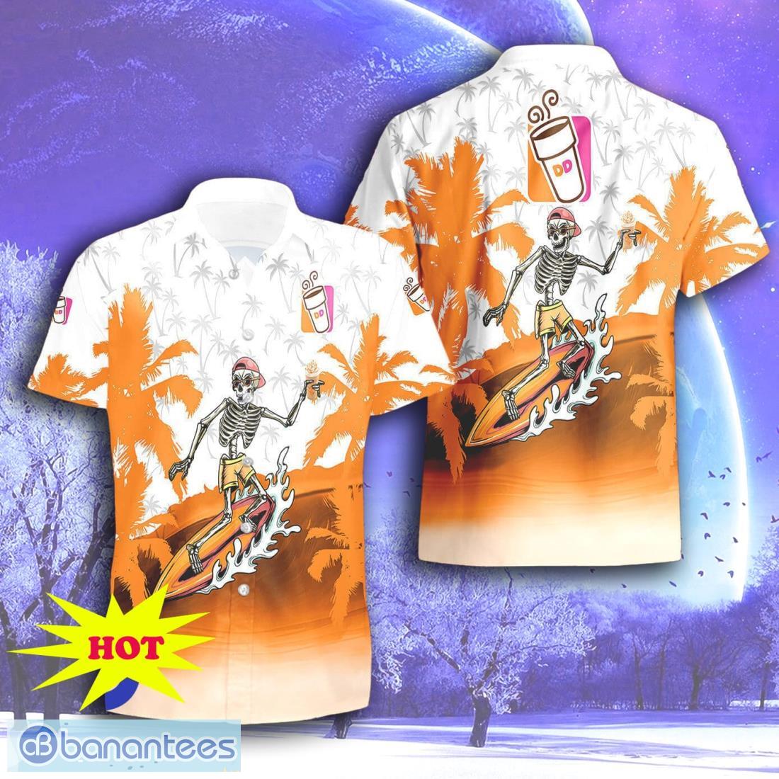 dunkin donuts skull hawaiian shirt short for men women image Dunkin Donuts Skull Hawaiian Shirt & Short For Men Women Product Photo 1