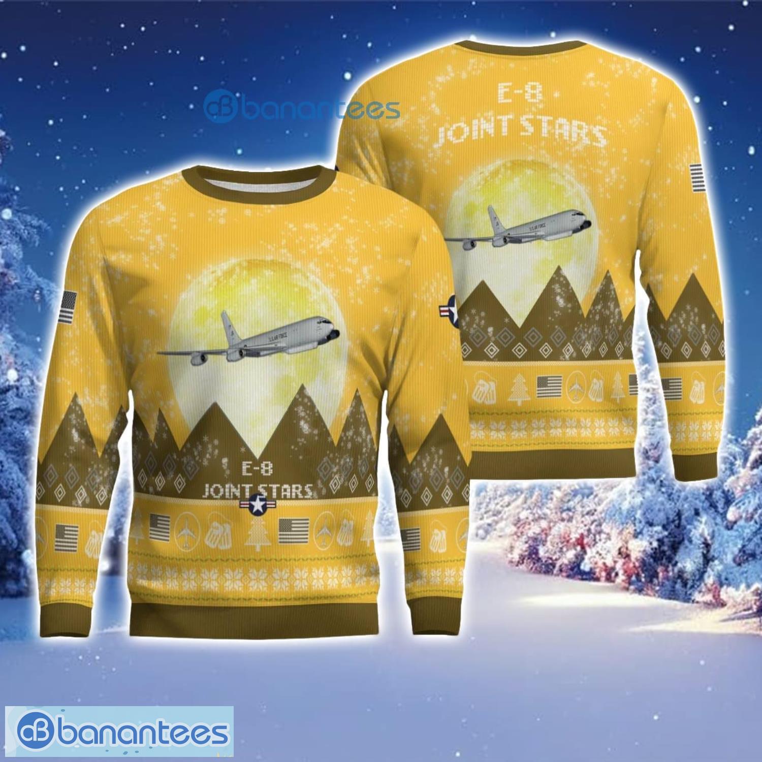 e 8 joint stars e8 aircraft moonlight 3d print ugly christmas sweater christmas gift yellow color sweater image E-8 Joint STARS E8 Aircraft Moonlight 3D Print Ugly Christmas Sweater Christmas Gift Yellow Color Sweater Product Photo 1