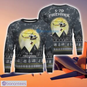 S-70 Firehawk S70 3D Aircraft Moonlight Grey Ugly Christmas Sweater For Fans Product Photo 1