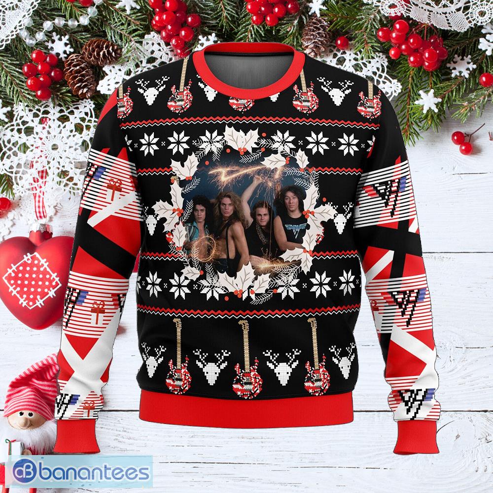 eddie van halen winterize ugly christmas sweater gift for adult image Eddie Van Halen Winterize Ugly Christmas Sweater Gift For Adult - Eddie Van Halen Ugly Christmas Sweater Photo_1
