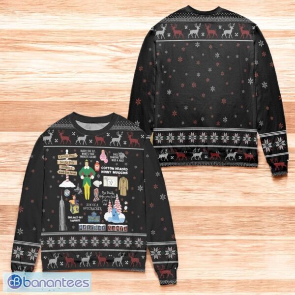 Elf Movie Welcome Santa Snowflake Pattern Ugly Christmas Sweater Black Swt0401l130 Product Photo 1