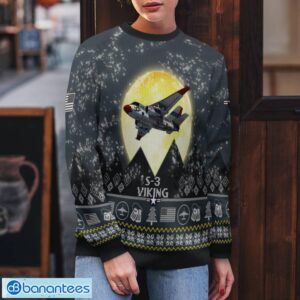 S-3 Viking S3 3D Aircraft Moonlight Grey Ugly Christmas Sweater For Fans Product Photo 5