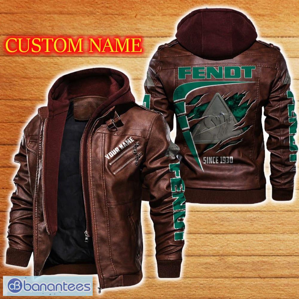 fendt leather jacket black and brown color car logo trending all over print gift fans custom name 1 image Fendt Leather Jacket Black And Brown Color Car Logo Trending All OVer Print Gift Fans Custom Name - Fendt Leather Jacket Car For Fans_2