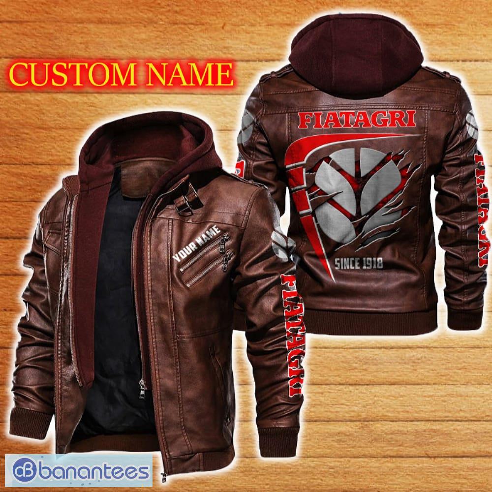 fiatagri leather jacket black and brown color car logo trending all over print gift fans custom name 1 image Fiatagri Leather Jacket Black And Brown Color Car Logo Trending All OVer Print Gift Fans Custom Name - Fiatagri Leather Jacket Car For Fans_2