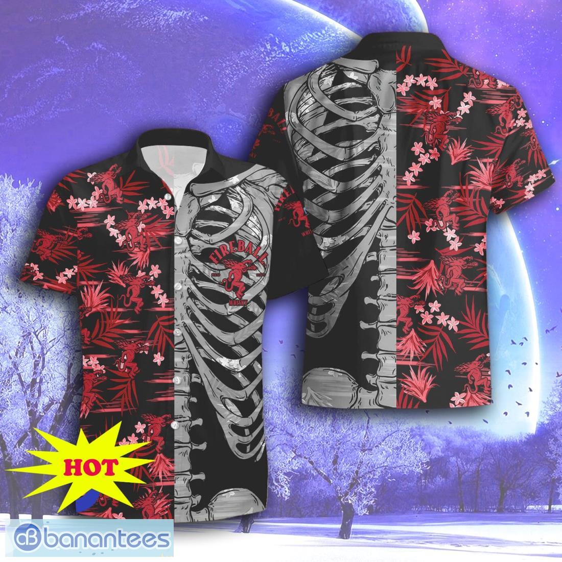 fireball button skeleton hawaiian shirt short for men women image Fireball Button Skeleton Hawaiian Shirt & Short For Men Women Product Photo 1
