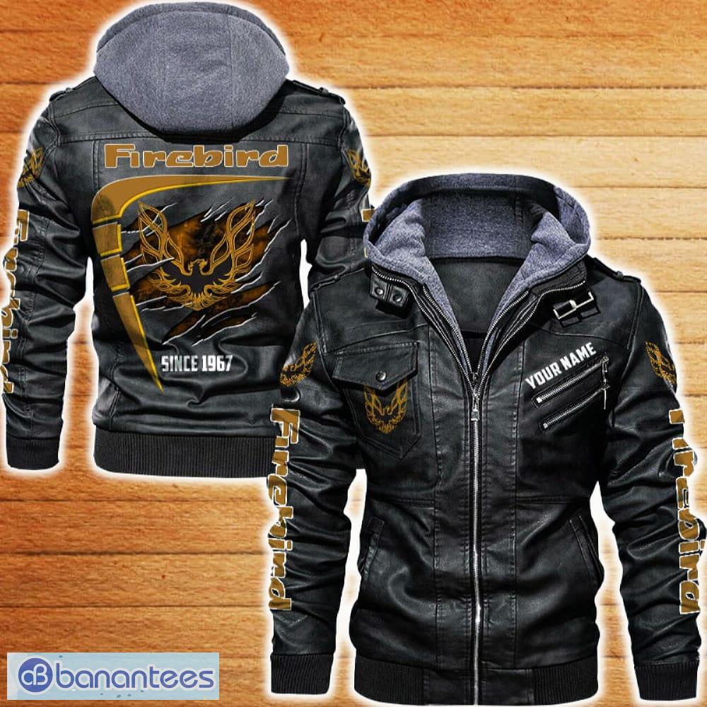 firebird pontiac leather jacket black and brown color car logo trending all over print gift fans custom name image Firebird Pontiac Leather Jacket Black And Brown Color Car Logo Trending All OVer Print Gift Fans Custom Name - Firebird Pontiac Leather Jacket Car For Fans_1