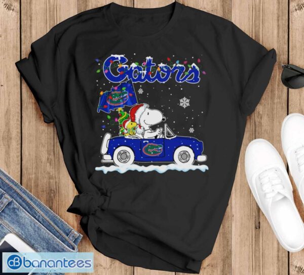 Florida Gators Snoopy And Woodstock Driving Car Cute Snoopy Limited Edition Shirt - Black T-Shirt