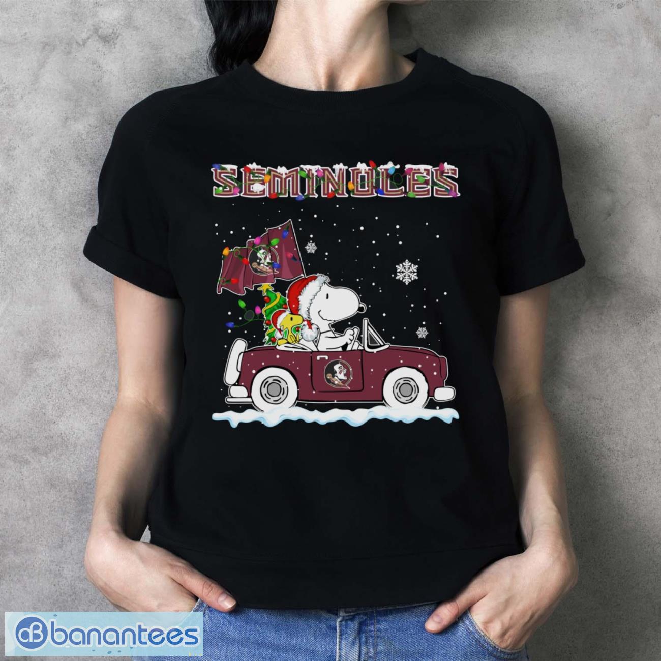 florida state seminoles snoopy and woodstock driving car cute snoopy limited edition shirt 3 image Florida State Seminoles Snoopy And Woodstock Driving Car Cute Snoopy Limited Edition Shirt - Ladies T-Shirt