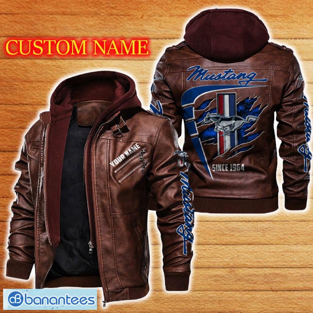 ford mustang leather jacket black and brown color car logo trending all over print gift fans custom name 1 image Ford Mustang Leather Jacket Black And Brown Color Car Logo Trending All OVer Print Gift Fans Custom Name - Ford Mustang Leather Jacket Car For Fans_2