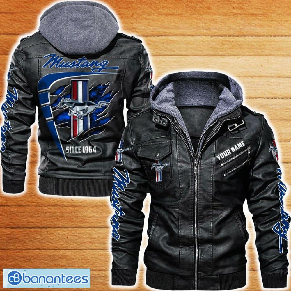ford mustang leather jacket black and brown color car logo trending all over print gift fans custom name image Ford Mustang Leather Jacket Black And Brown Color Car Logo Trending All OVer Print Gift Fans Custom Name - Ford Mustang Leather Jacket Car For Fans_1