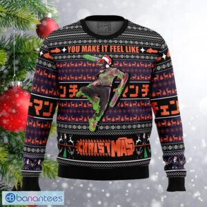You Make It Feel Like Christmas Chainsaw Man Seasonal Knitted Christmas Sweater Gift For Adult - You Make It Feel Like Christmas Chainsaw Man Ugly Christmas Sweater Photo_1