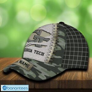 Georgia Tech Yellow Jackets 3D Hat And Cap Beach Design Camo Green For Fans Gift Custom Name - Georgia Tech Yellow Jackets 3D Hat And Cap Camo_3
