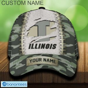 Illinois Fighting Illini 3D Hat And Cap Beach Design Camo Green For Fans Gift Custom Name - Illinois Fighting Illini 3D Hat And Cap Camo_1