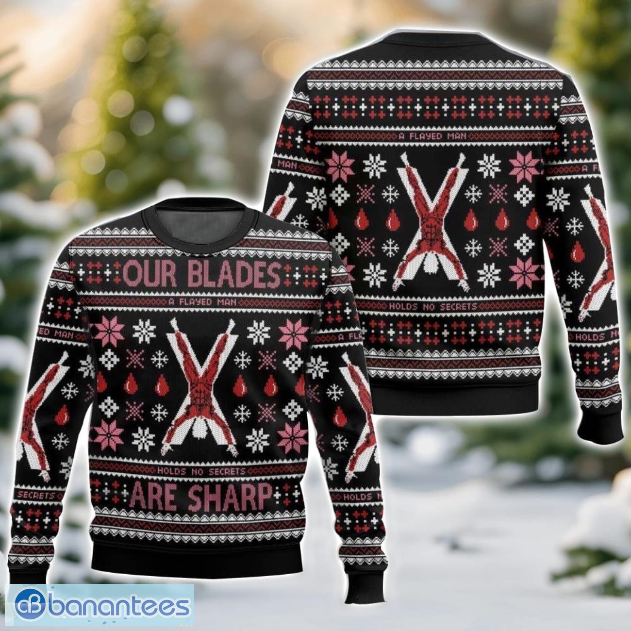 game of thrones our blades are sharp christmas ugly sweater 3d printed sweater christmas gift image Game of Thrones, Our Blades Are Sharp Christmas Ugly Sweater 3D Printed Sweater Christmas Gift - Game of Thrones, Our Blades Are Sharp Christmas Ugly Sweater-3