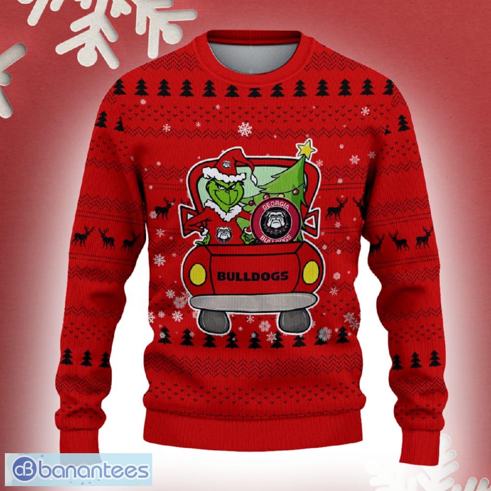 georgia bulldogs grinch driving funny 3d ugly christmas sweater for men women image Georgia Bulldogs Grinch Driving Funny 3D Ugly Christmas Sweater For Men Women - Georgia Bulldogs Christmas Sweater Grinch Driving Photo 2