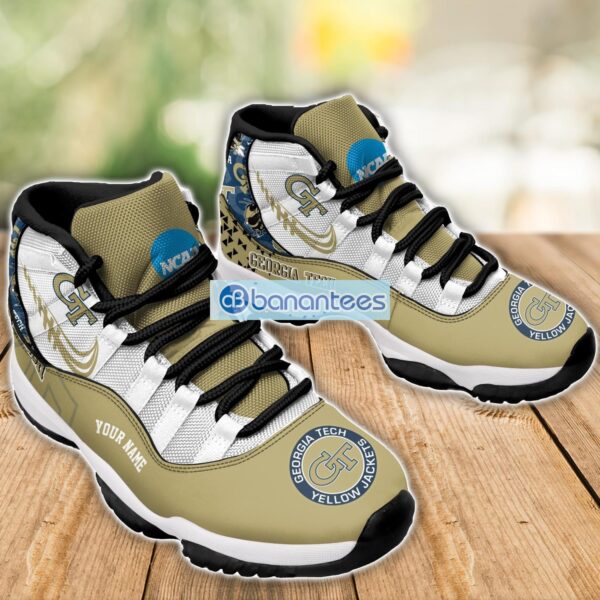 Georgia Tech Yellow Jackets Air Jordan 11 Sneakers Custom Name Special Shoes For Fans Product Photo 3