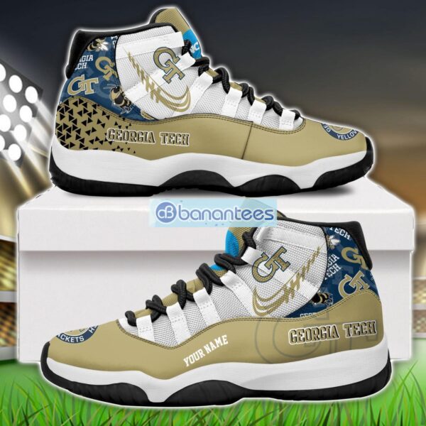 Georgia Tech Yellow Jackets Air Jordan 11 Sneakers Custom Name Special Shoes For Fans Product Photo 1
