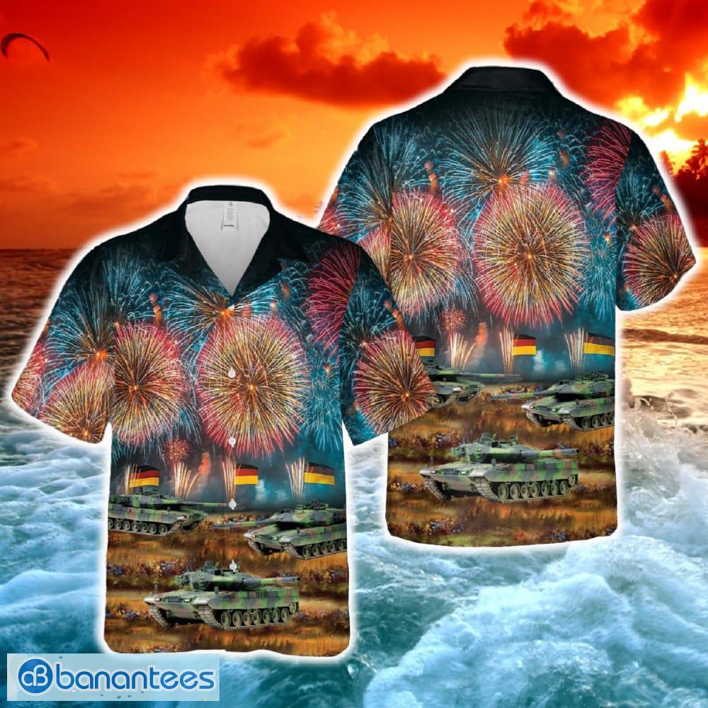 german army leopard 2 a7v german unity day celebration anniversary fireworks hawaiian shirt image German Army Leopard 2 A7V German Unity Day Celebration Anniversary Fireworks Hawaiian Shirt - German Army Leopard 2 A7V German Unity Day Celebration Anniversary Fireworks Hawaiian Shirt-1