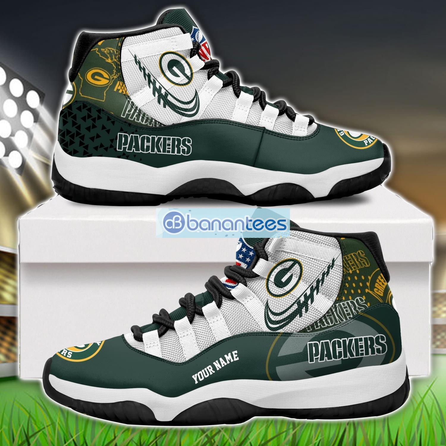 Green Bay Packers Air Jordan 11 Sneakers Custom Name Special Shoes For Fans Green Bay Packers Air Jordan 11 Sneakers Custom Name Special Shoes For Fans Product Photo 1