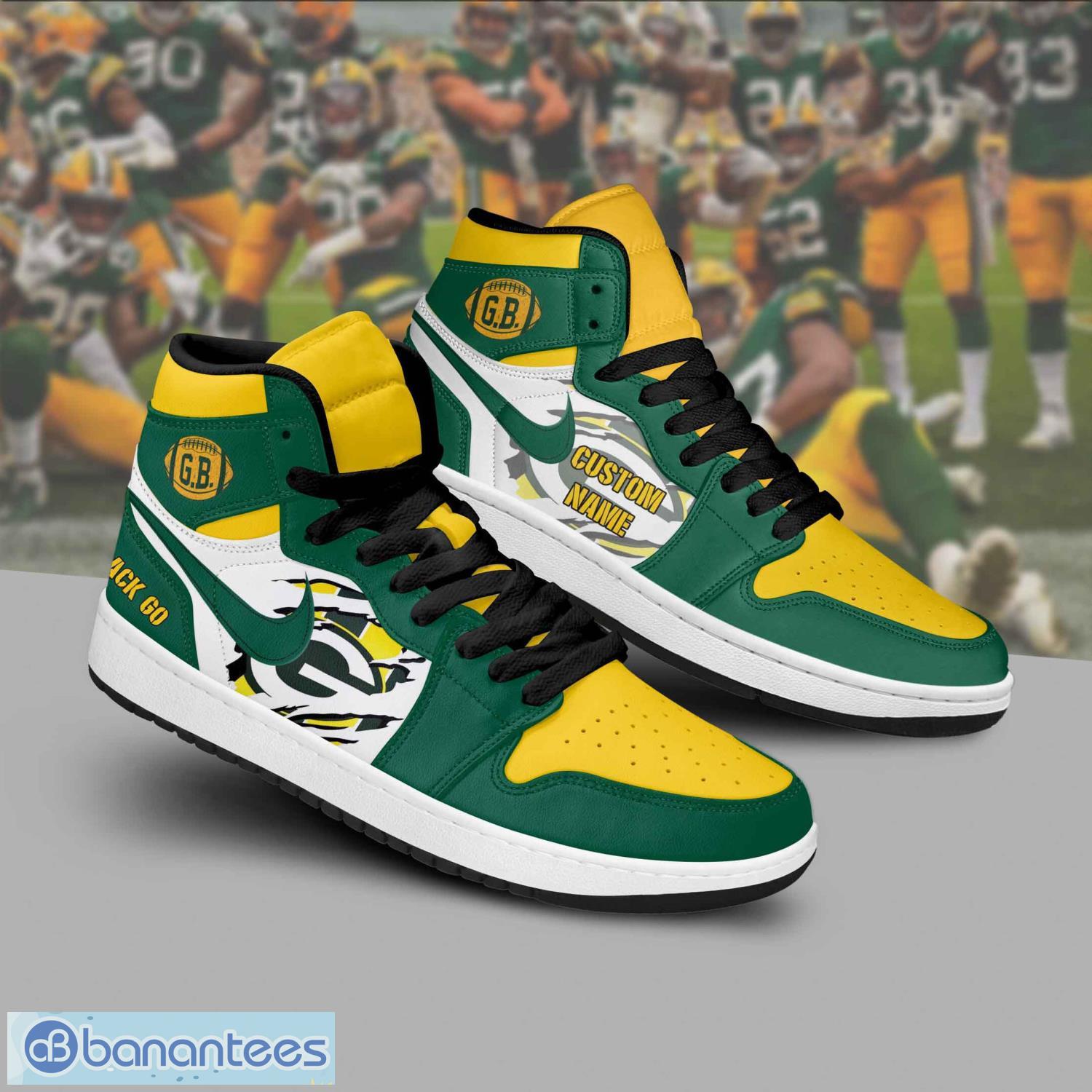 green bay packers air jordan hightop sneakers shoes aj1 gift ideas shoes 1 image Green Bay Packers Air Jordan Hightop Sneakers Shoes AJ1 Gift Ideas Shoes Product Photo 2
