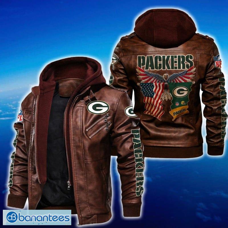 green bay packers nfl eagle 2d leather jacket black and brown color 1 image Green Bay Packers NFL Eagle 2D Leather Jacket Black And Brown Color - Green Bay Packers NFL Eagle Leather Jacket_2