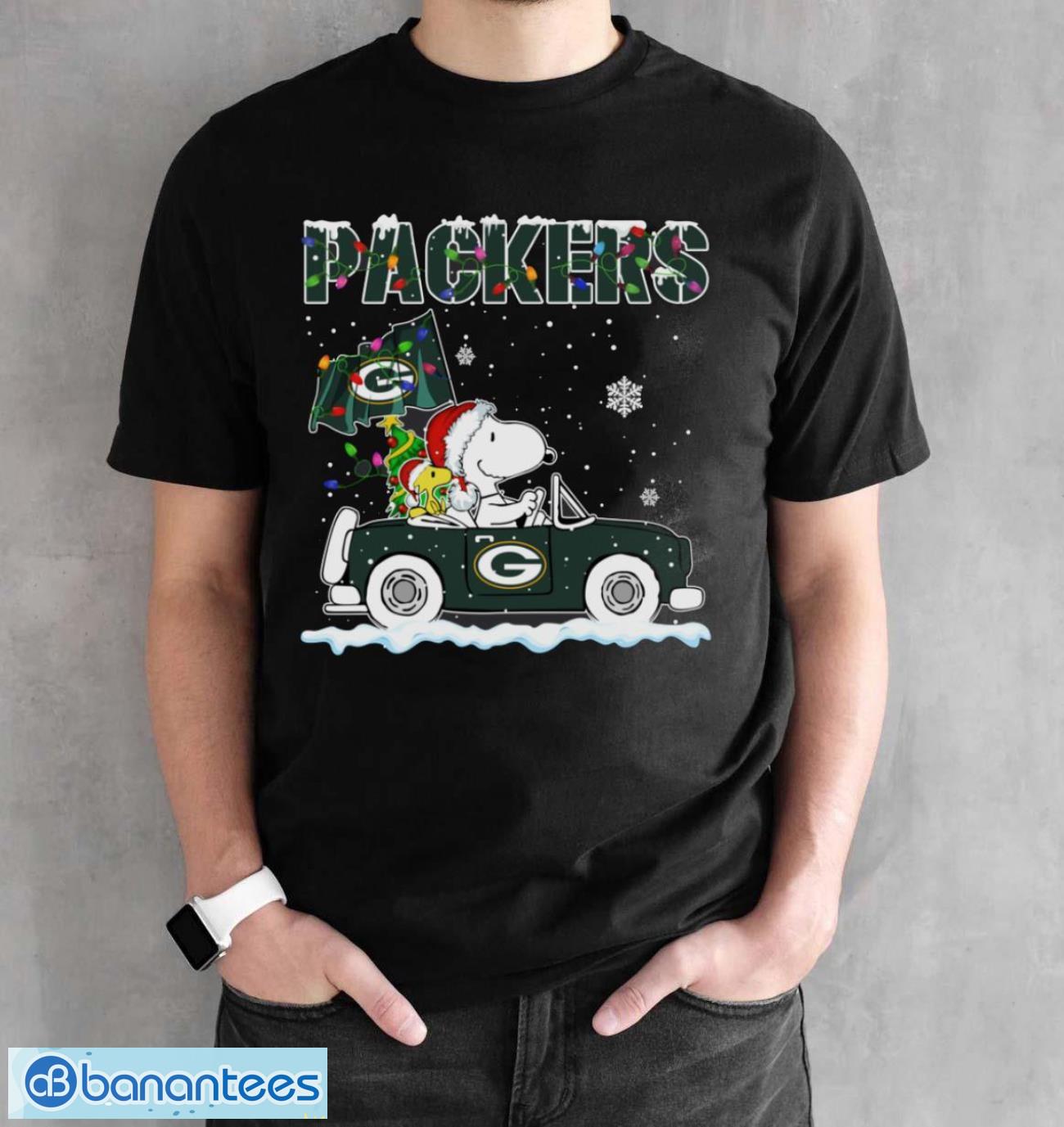 green bay packers snoopy and woodstock driving car cute snoopy limited edition shirt 1 image Green Bay Packers Snoopy And Woodstock Driving Car Cute Snoopy Limited Edition Shirt - Black Unisex T-Shirt