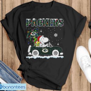 Green Bay Packers Snoopy And Woodstock Driving Car Cute Snoopy Limited Edition Shirt - Black T-Shirt