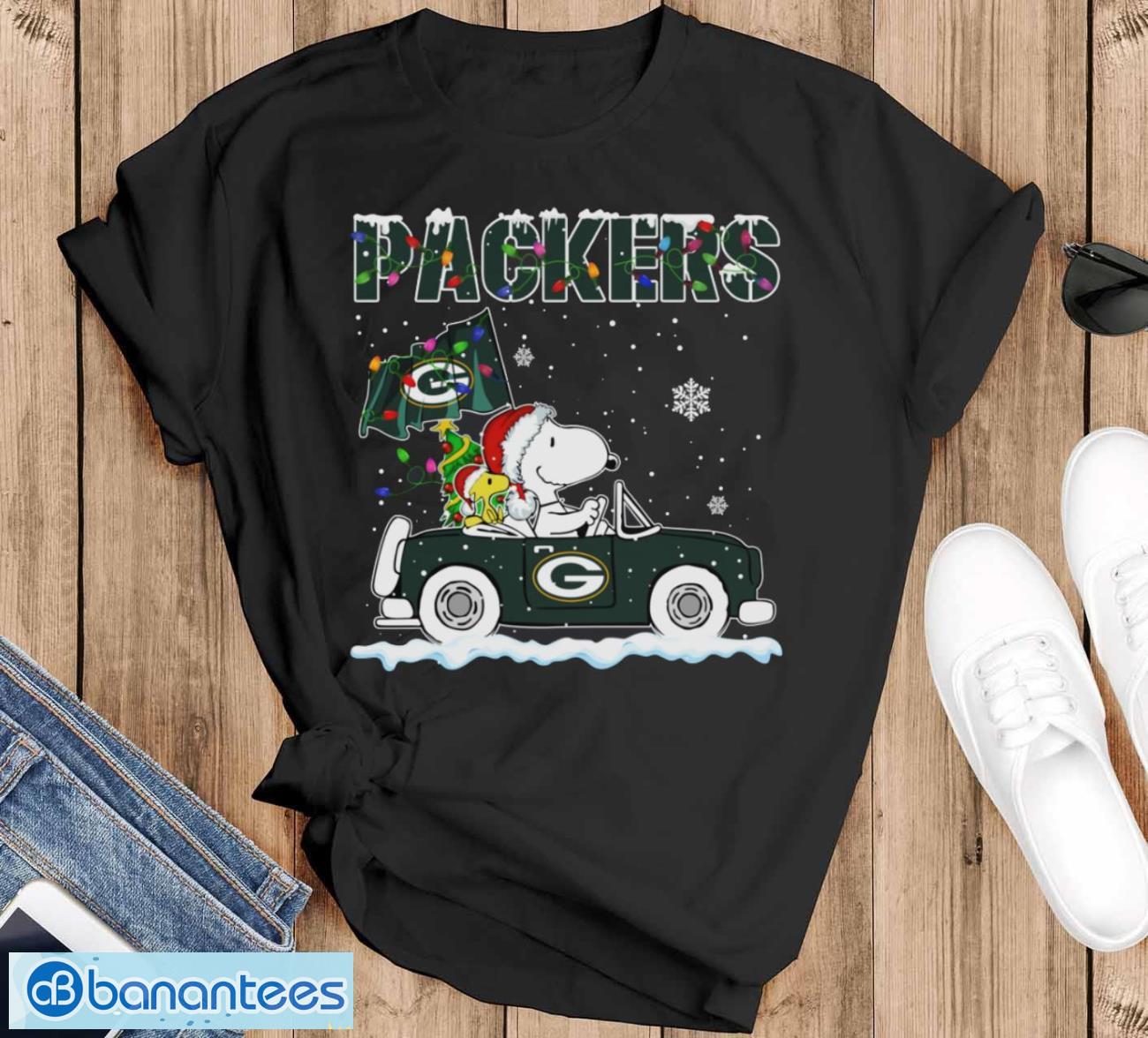 green bay packers snoopy and woodstock driving car cute snoopy limited edition shirt image Green Bay Packers Snoopy And Woodstock Driving Car Cute Snoopy Limited Edition Shirt - Black T-Shirt