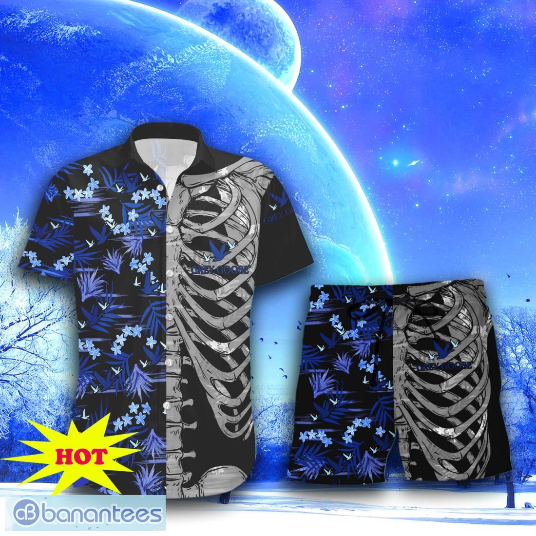 grey goose vodka button skeleton hawaiian shirt short for men women 1 image Grey Goose Vodka Button Skeleton Hawaiian Shirt & Short For Men Women Product Photo 2