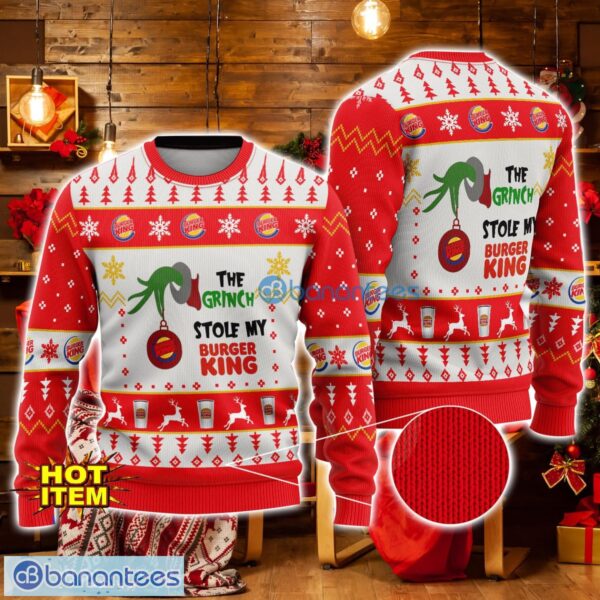 Grinch Stole Burger King AOP Ugly Christmas Sweater Christmas Gift Gift For Family Product Photo 1