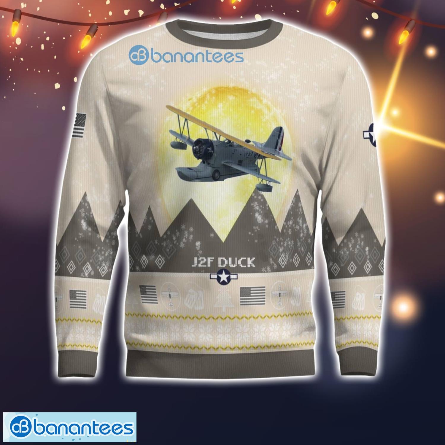 grumman j2f duck all printed aircraft moonlight ugly christmas sweater christmas gift 1 image Grumman J2F Duck All Printed Aircraft Moonlight Ugly Christmas Sweater Christmas Gift Product Photo 2