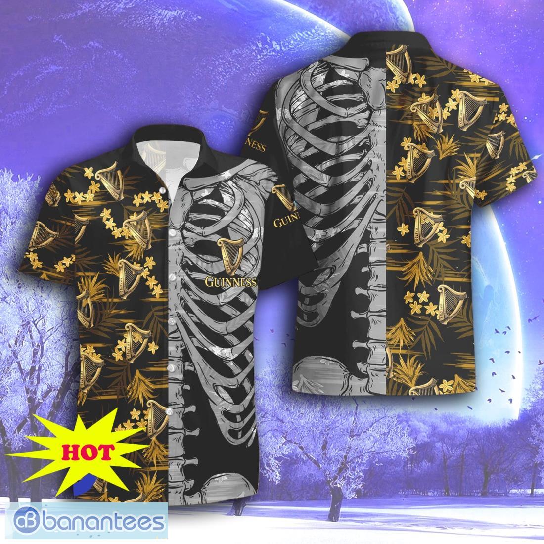 guinness beer button skeleton hawaiian shirt short for men women image Guinness Beer Button Skeleton Hawaiian Shirt & Short For Men Women Product Photo 1