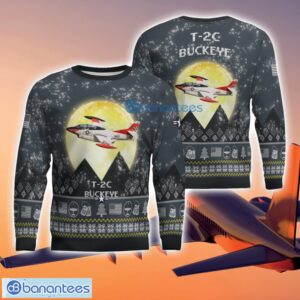 T-2C Buckeye T2C 3D Aircraft Moonlight Grey Ugly Christmas Sweater For Fans Product Photo 1