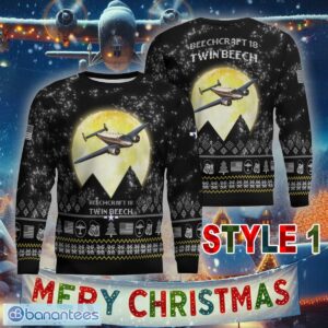 Aircraft Moonight Beechcraft Model 18 Twin Beech C45 Knitted Sweater Gift For Christmas - Beechcraft Model 18 Twin Beech C45 Aircraft Moonlight Ugly Christmas Sweater_6
