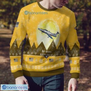 Republic XF-84H XF84H Aircraft Moonlight 3D Print Ugly Christmas Sweater Christmas Gift Yellow Color Sweater Product Photo 2