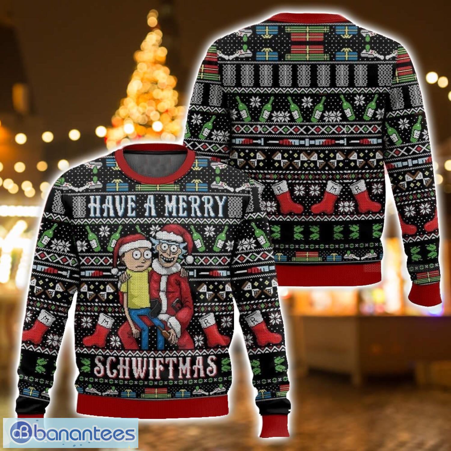 have a merry schwiftmas rick and morty ugly christmas sweater christmas gift image Have A Merry Schwiftmas Rick And Morty Ugly Christmas Sweater Christmas Gift Product Photo 1