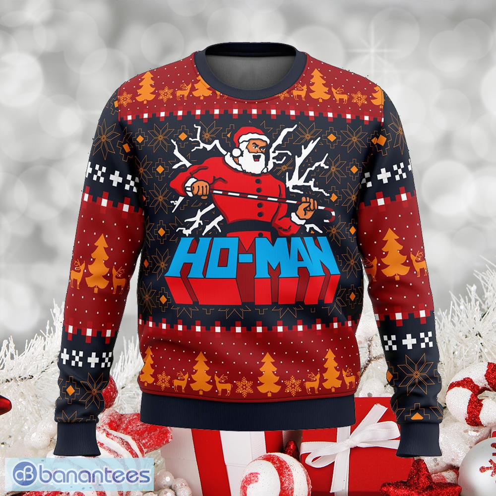 ho man santa claus candy ugly xmas sweater gift for men and women image Ho-Man Santa Claus Candy Ugly Xmas Sweater Gift For Men And Women - Ho-Man Santa Claus Ugly Christmas Sweater Photo_1