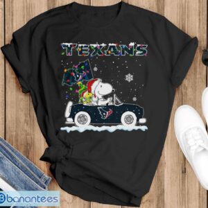 Houston Texans Snoopy And Woodstock Driving Car Cute Snoopy Limited Edition Shirt - Black T-Shirt