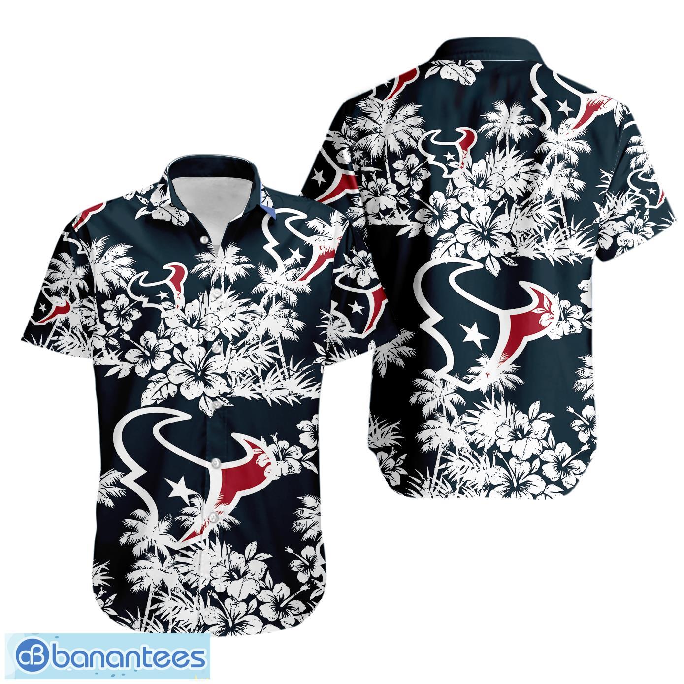 houston texans tropical hawaii style short sleeve hawaiian shirt image Houston Texans Tropical Hawaii Style Short Sleeve Hawaiian Shirt Product Photo 1