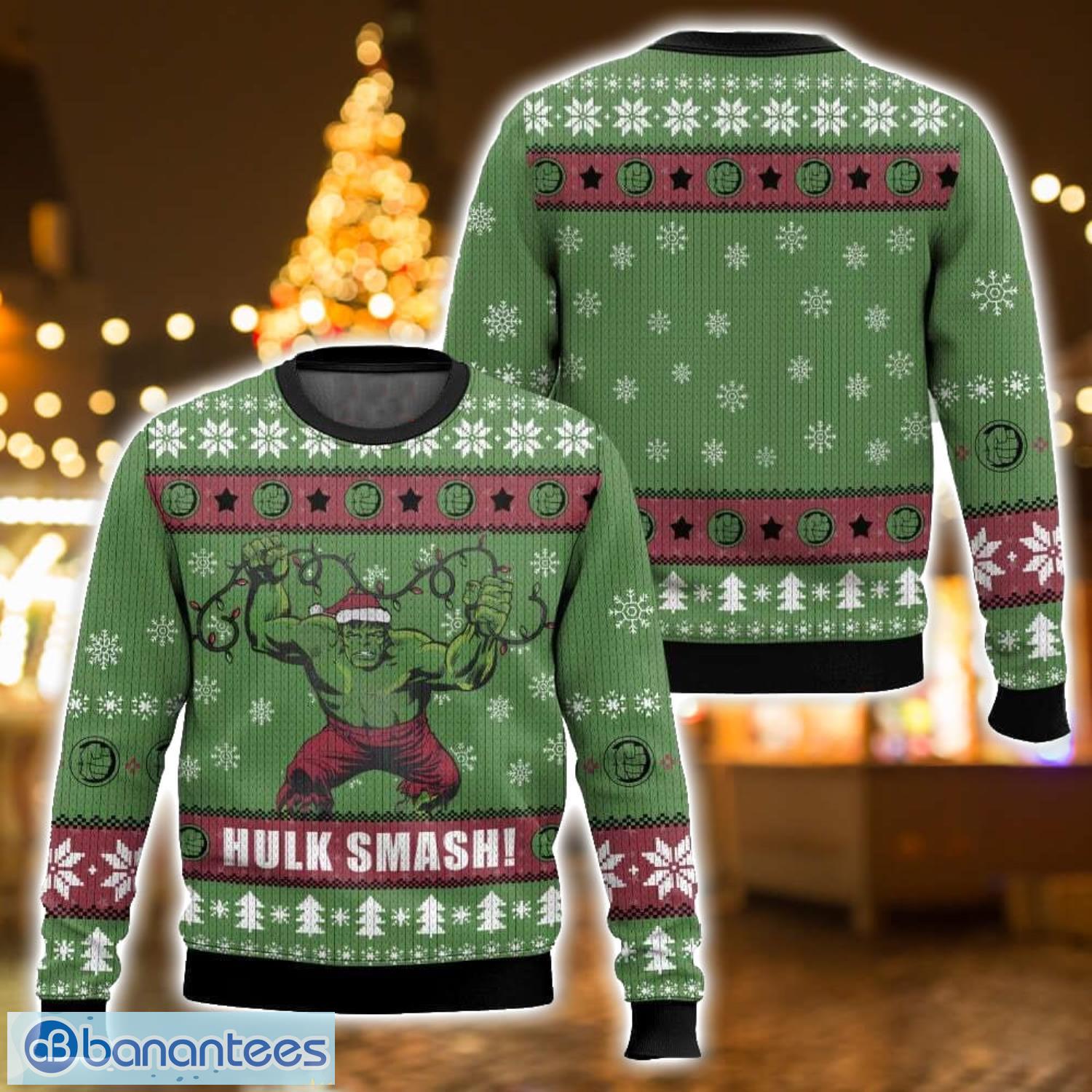 hulk smash ugly christmas sweater 3d all printed sweater christmas gift image Hulk Smash! Ugly Christmas Sweater 3D All Printed Sweater Christmas Gift Product Photo 1