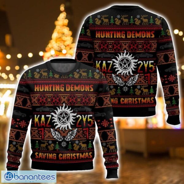 Hunting Demons Saving Christmas Kaz 2y5 Supernatural Ugly Christmas Sweater 3D All Printed Sweater Christmas Gift Product Photo 1