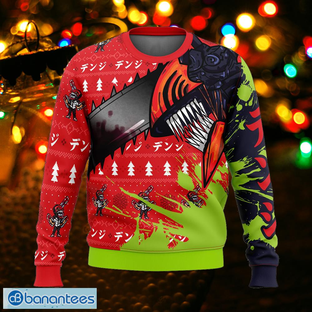 hybrid form denji chainsaw man tidings ugly xmas 3d sweater gift for men and women image Hybrid Form Denji Chainsaw Man Tidings Ugly Xmas 3D Sweater Gift For Men And Women - Hybrid Form Denji Chainsaw Man Ugly Christmas Sweater Photo_1