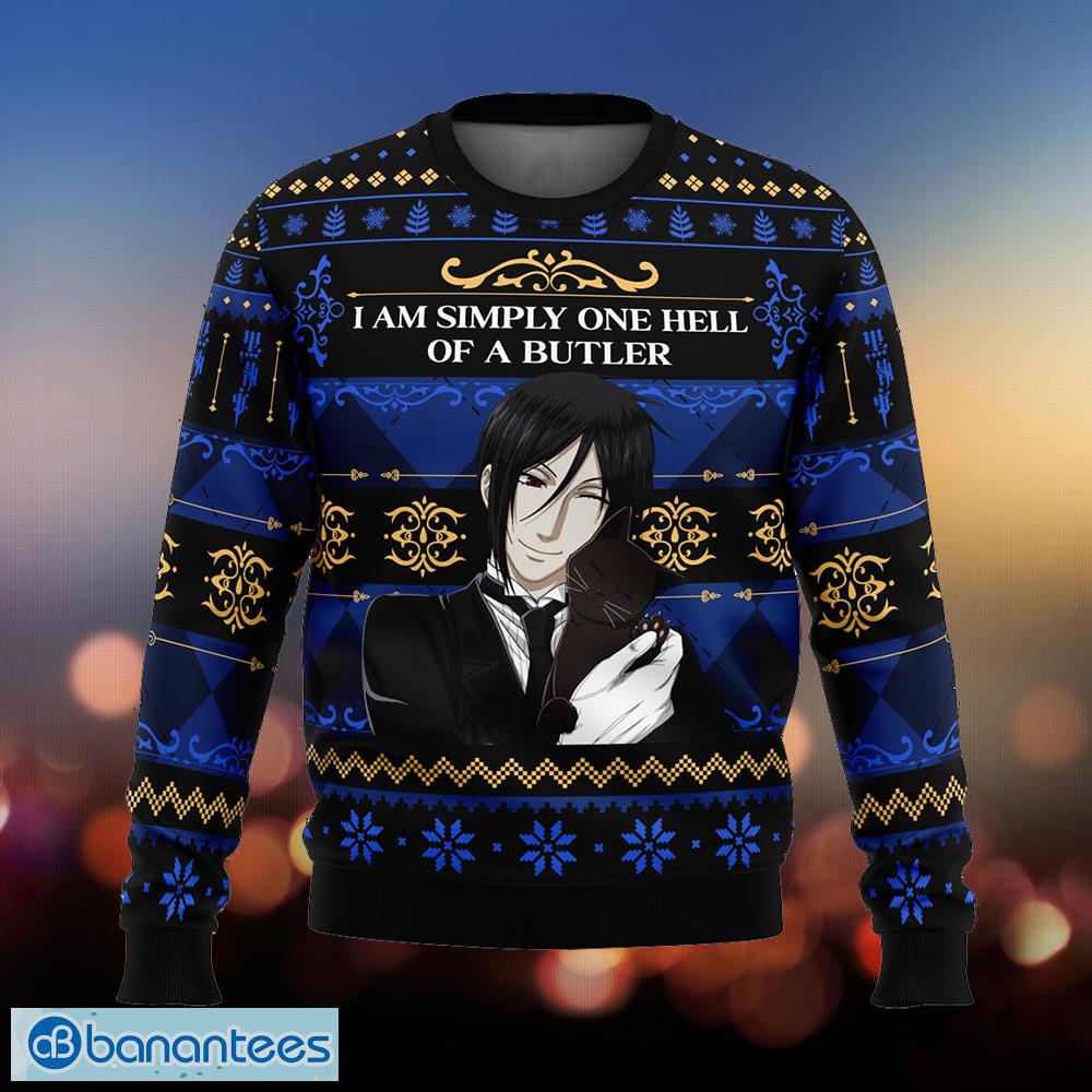i am simply one hell of a butler black butler blessing ugly christmas sweater gift for men and women image I Am Simply One Hell Of A Butler Black Butler Blessing Ugly Christmas Sweater Gift For Men And Women - I Am Simply One Hell Of A Butler Black Butler Ugly Christmas Sweater Photo_1