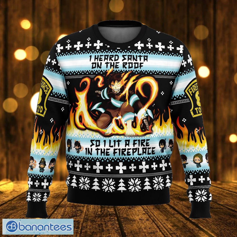 i heard santa on the roof fire force wish ugly christmas sweater gift holidays image I Heard Santa on the Roof Fire Force Wish Ugly Christmas Sweater Gift Holidays - I Heard Santa on the Roof Fire Force Ugly Christmas Sweater Photo_1