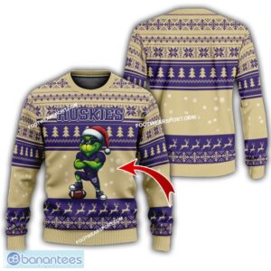 NCAA Washington Huskies Grinch Football Ugly Sweater Gift For Christmas - NCAA Washington Huskies New Grinch Ugly Christmas Sweater Photo 1